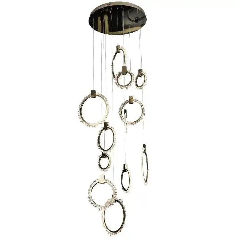 Primary Crystal 12 Rings Staircase Chandelier - Zelno Lighting