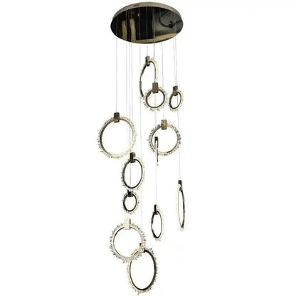 Primary Crystal 12 Rings Staircase Chandelier - Zelno Lighting
