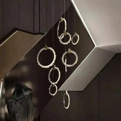 Primary Crystal 12 Rings Staircase Chandelier - Zelno Lighting