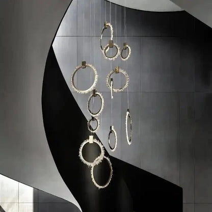 Primary Crystal 12 Rings Staircase Chandelier - Zelno Lighting