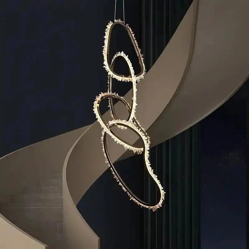 Primary Crystal 5 Rings Chandelier - Zelno Lighting