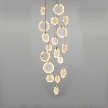 Queenie Alabaster Disc Long Round Chandelier For Loft - Zelno