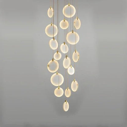 Queenie Alabaster Disc Long Round Chandelier For Loft - Zelno