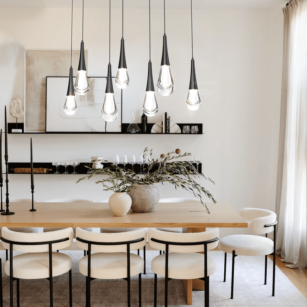 Rain 7-Light Linear Chandelier Pendant For Living room Family room Dining Room Bedroom - Zelno Lighting
