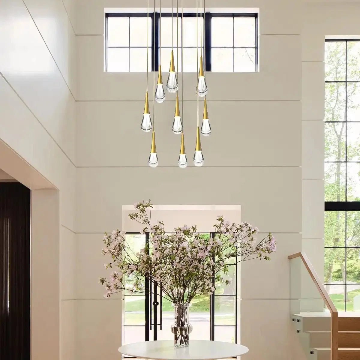 Rain 9-Light Square Chandelier Pendant For Living room Family room Dining Room Bedroom - Zelno Lighting