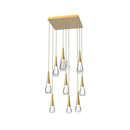 Rain 9-Light Square Chandelier Pendant For Living room Family room Dining Room Bedroom - Zelno Lighting