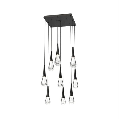 Rain 9-Light Square Chandelier Pendant For Living room Family room Dining Room Bedroom - Zelno Lighting