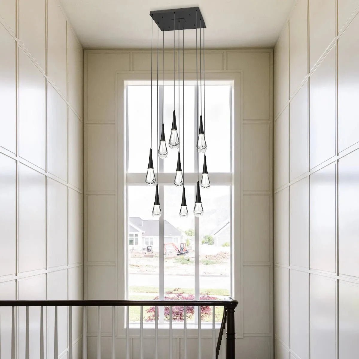 Rain 9-Light Square Chandelier Pendant For Living room Family room Dining Room Bedroom - Zelno Lighting