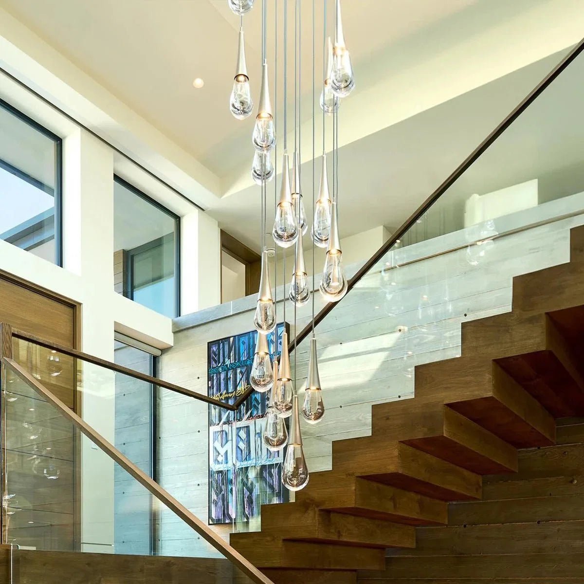 Rain 9-Light Square Chandelier Pendant For Living room Family room Dining Room Bedroom - Zelno Lighting