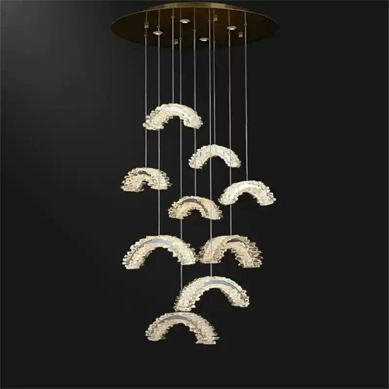 Rainbow Modern Rock Crystal Staircase Chandelier - Zelno Lighting