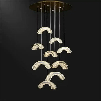 Rainbow Modern Rock Crystal Staircase Chandelier - Zelno Lighting