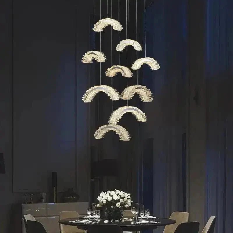 Rainbow Modern Rock Crystal Staircase Chandelier - Zelno Lighting