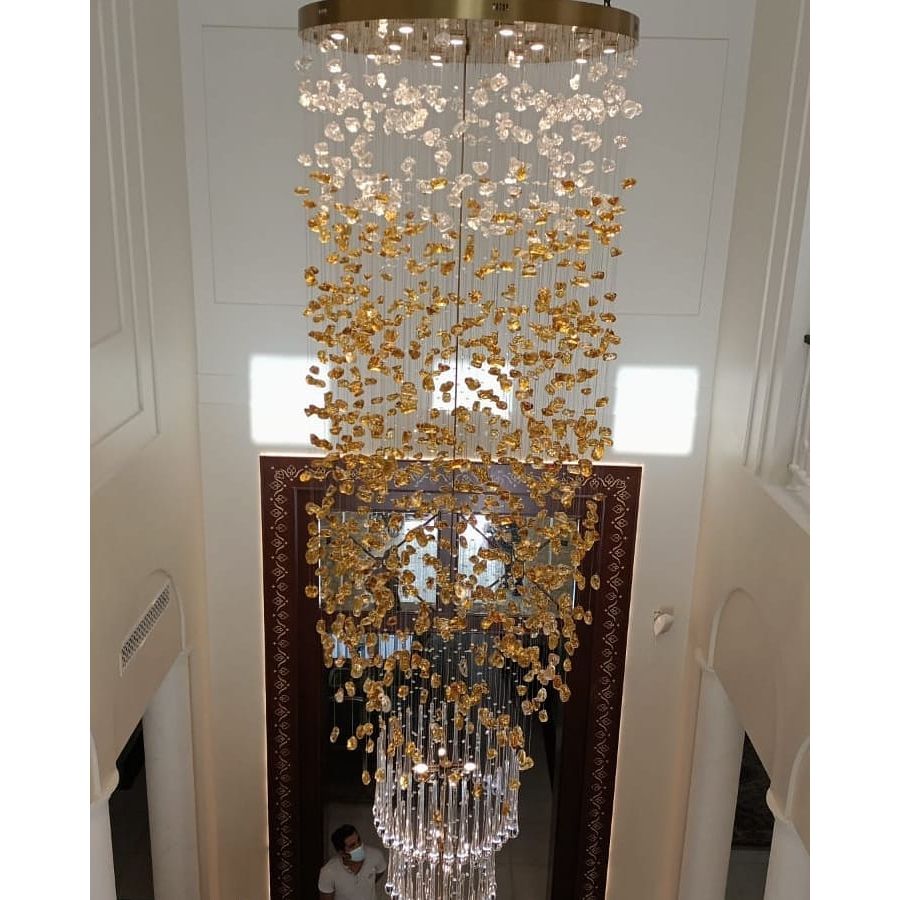 Rainfall Glass Gem Stone Chandelier - Zelno Lighting