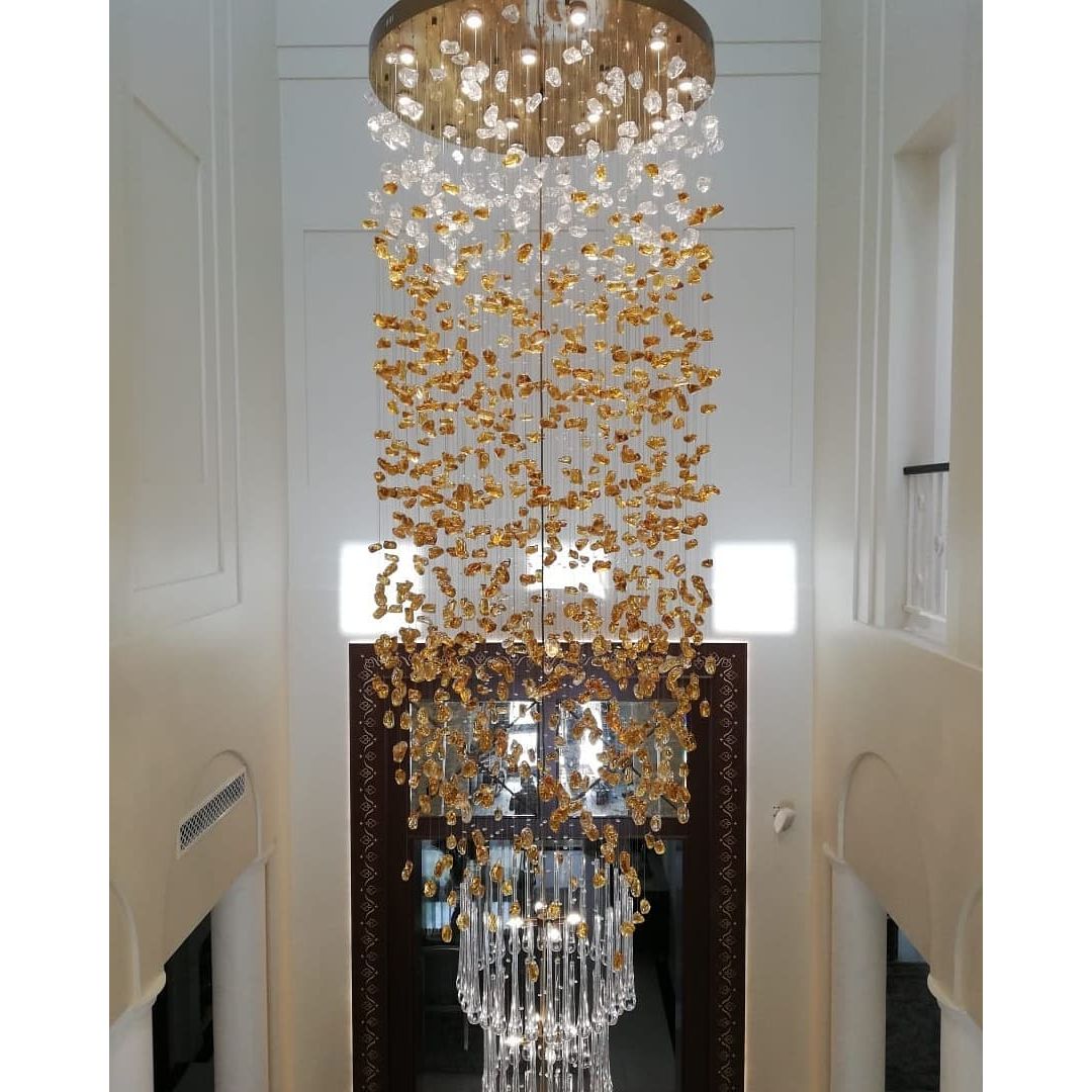 Rainfall Glass Gem Stone Chandelier - Zelno Lighting