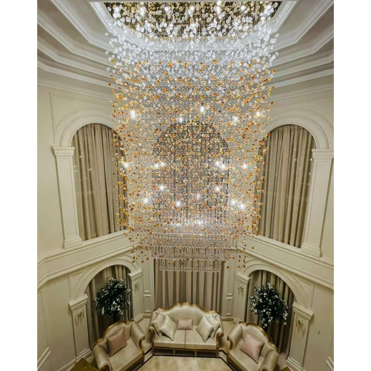 Rainfall Glass Gem Stone Chandelier - Zelno Lighting