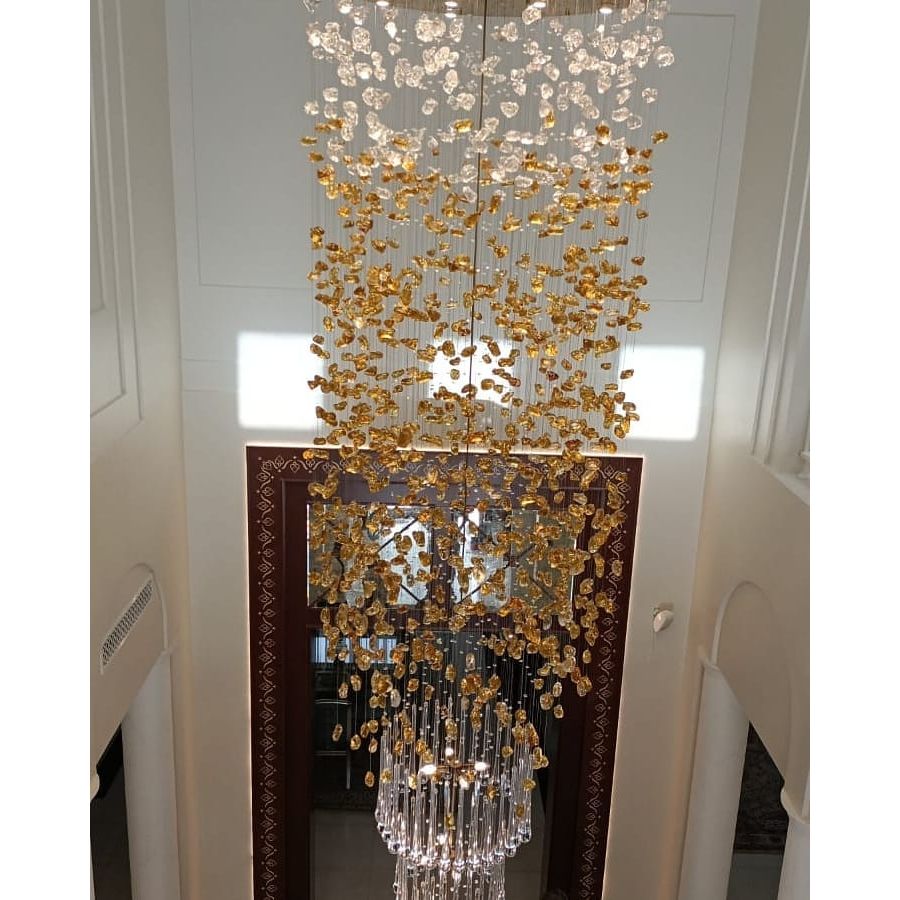 Rainfall Glass Gem Stone Chandelier - Zelno Lighting