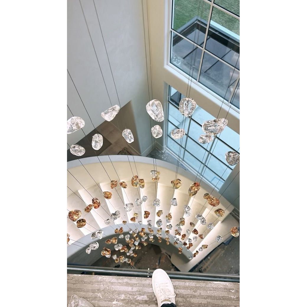 Rainfall Glass Gem Stone Chandelier - Zelno Lighting