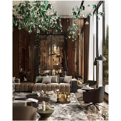 Rainfall Glass Gem Stone Chandelier - Zelno Lighting