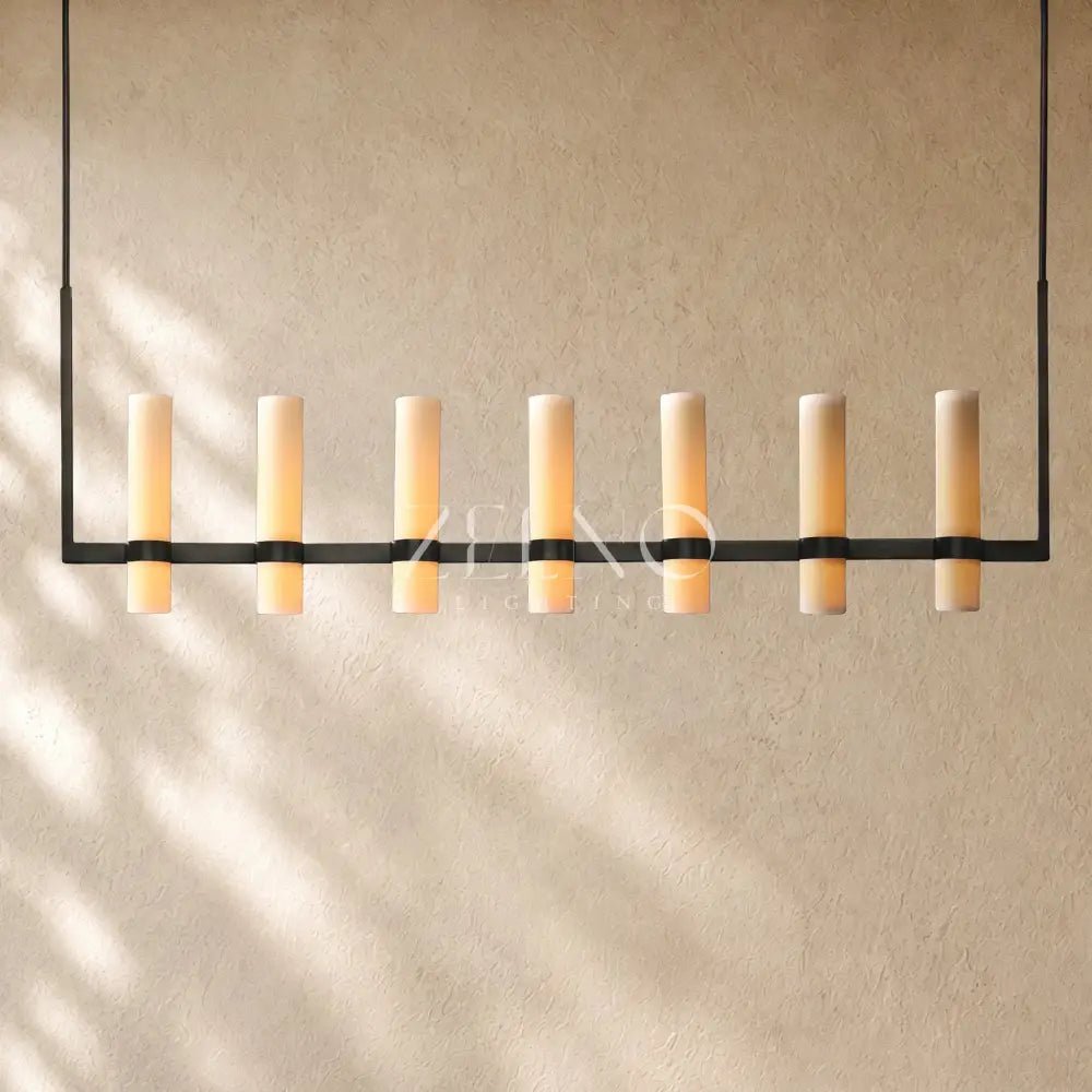 Ravella Linear Milk Glass Chandelier - Zelno