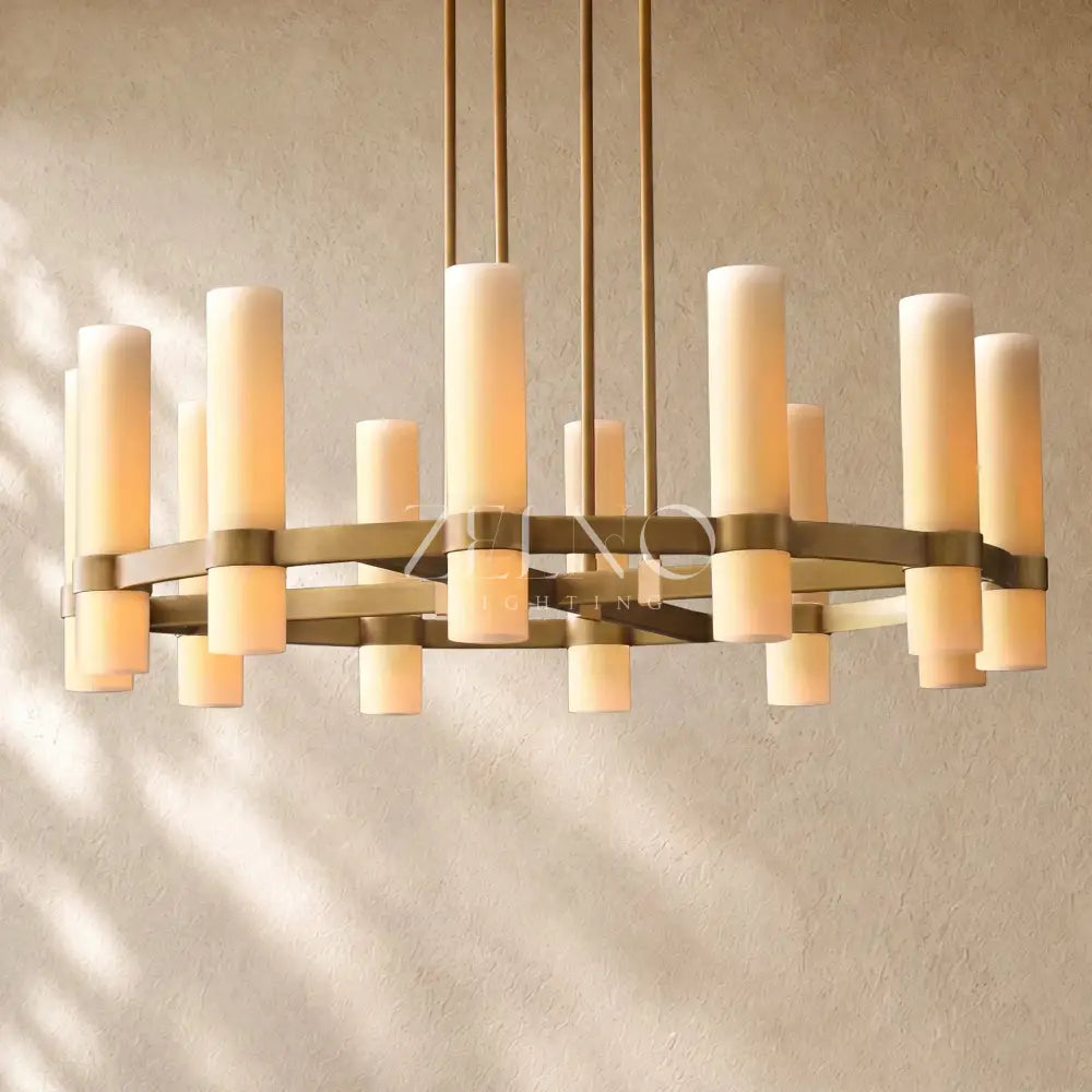 Ravella Round Milk Glass Chandelier - Zelno
