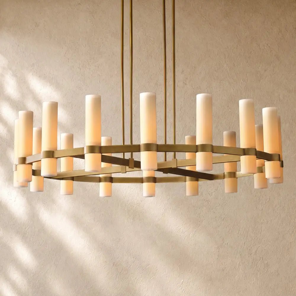 Ravella Round Milk Glass Chandelier - Zelno