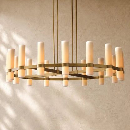 Ravella Round Milk Glass Chandelier - Zelno