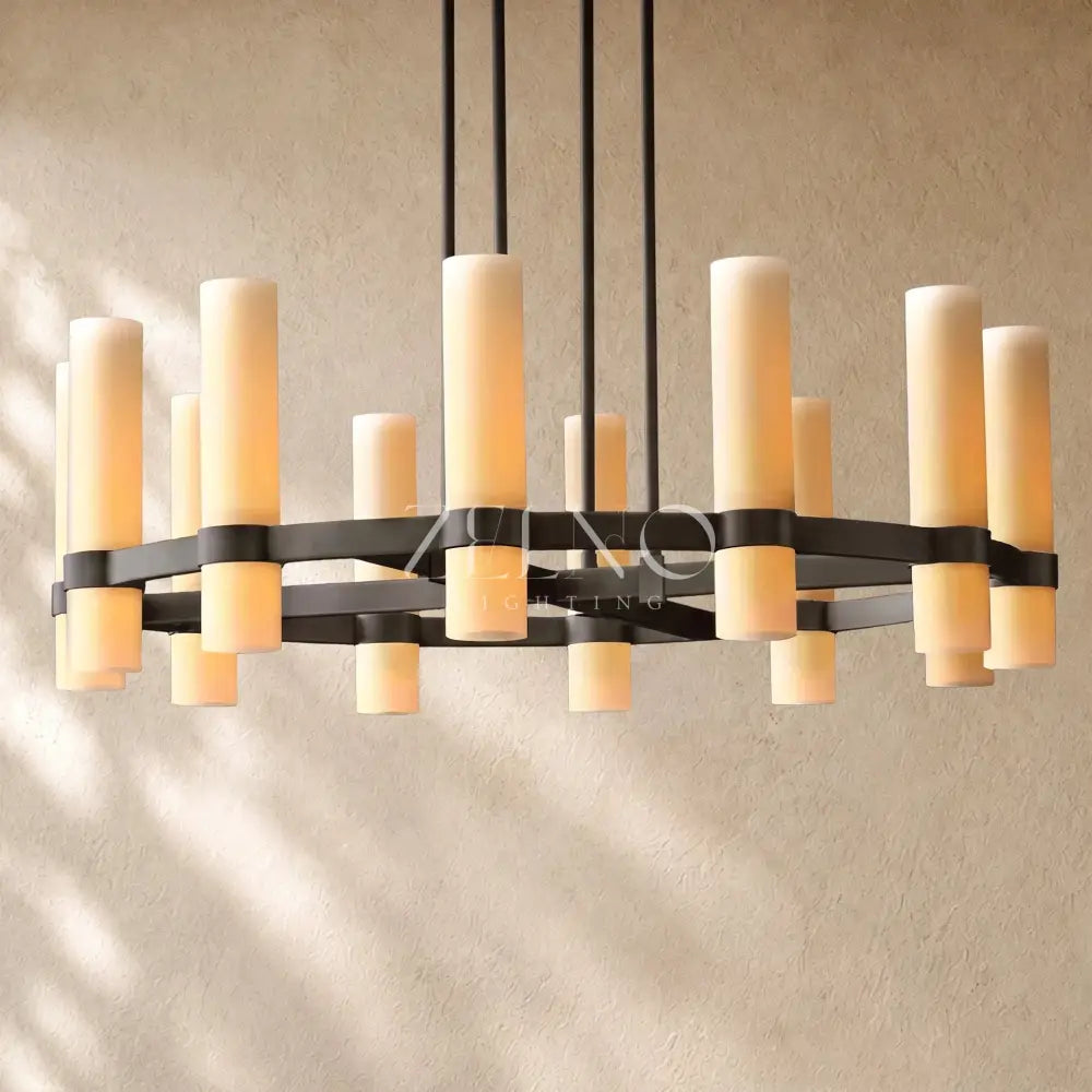 Ravella Round Milk Glass Chandelier - Zelno