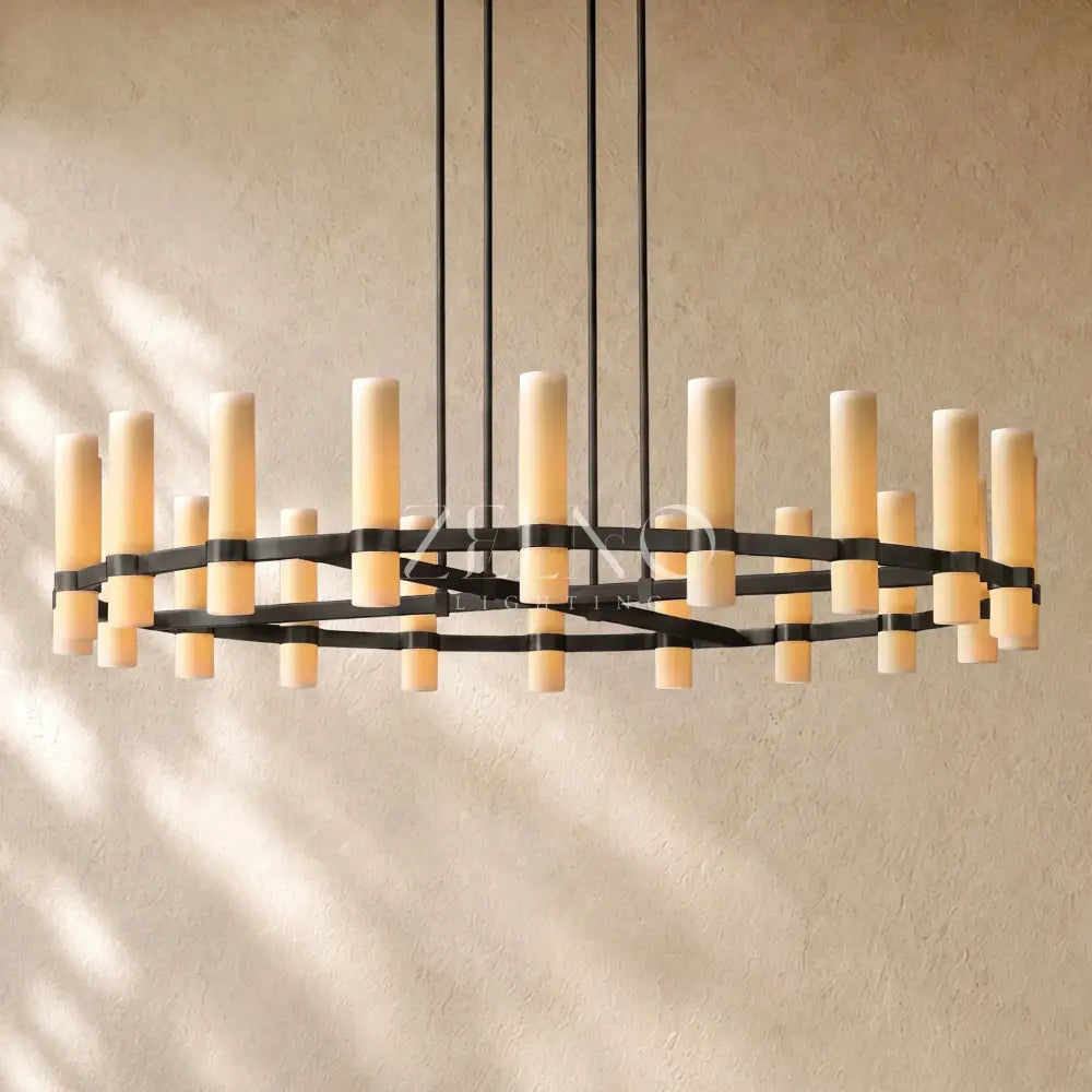 Ravella Round Milk Glass Chandelier - Zelno