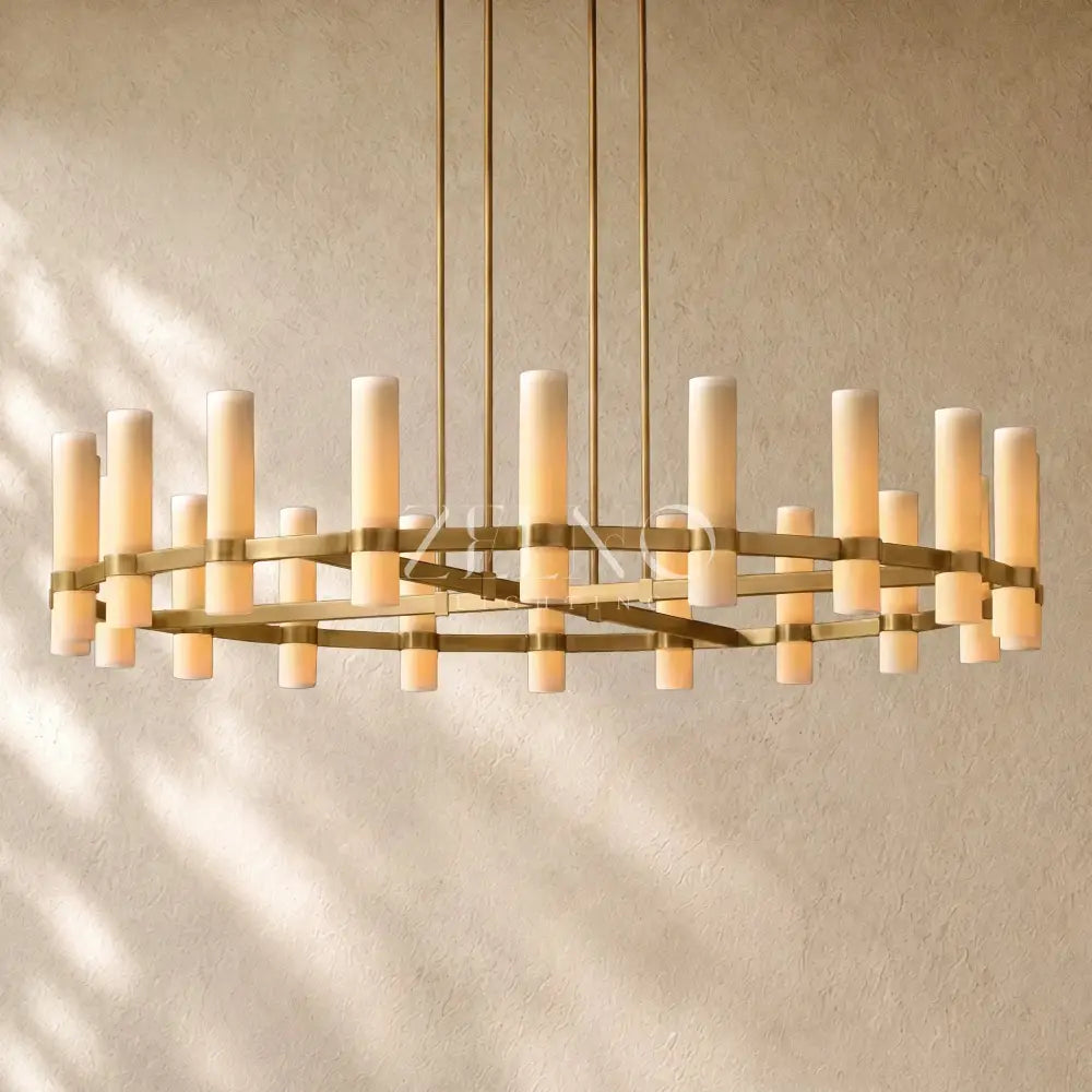 Ravella Round Milk Glass Chandelier - Zelno