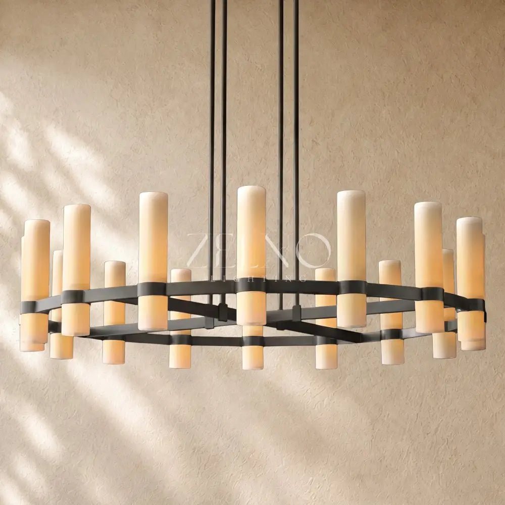 Ravella Round Milk Glass Chandelier - Zelno
