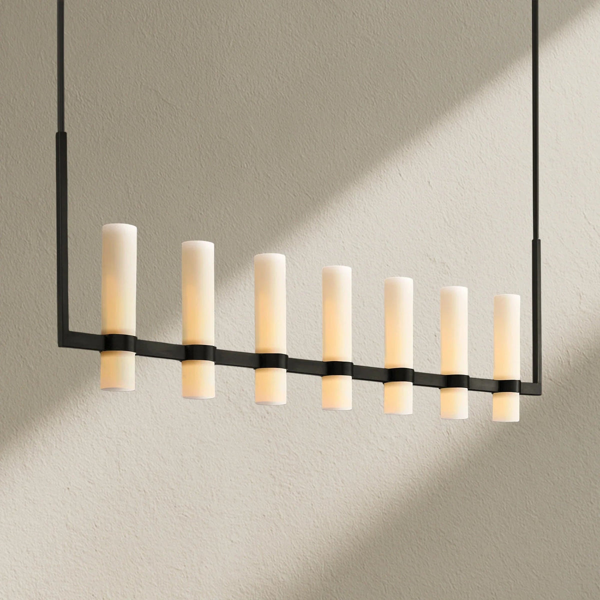 Ravfz Linear Milk Glass Chandelier - Zelno