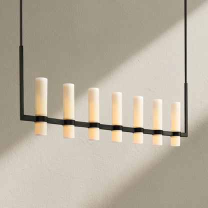 Ravfz Linear Milk Glass Chandelier - Zelno