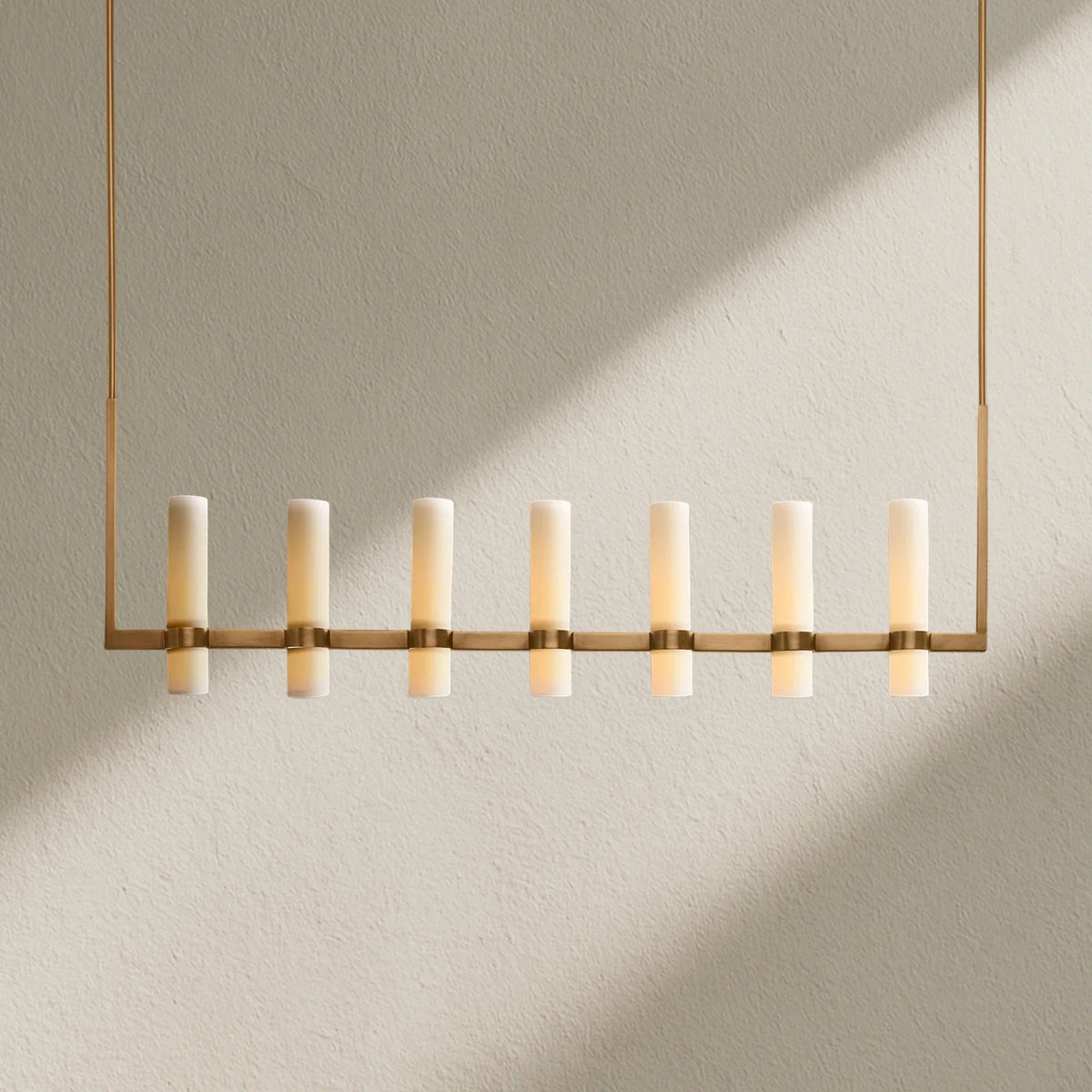 Ravfz Linear Milk Glass Chandelier - Zelno