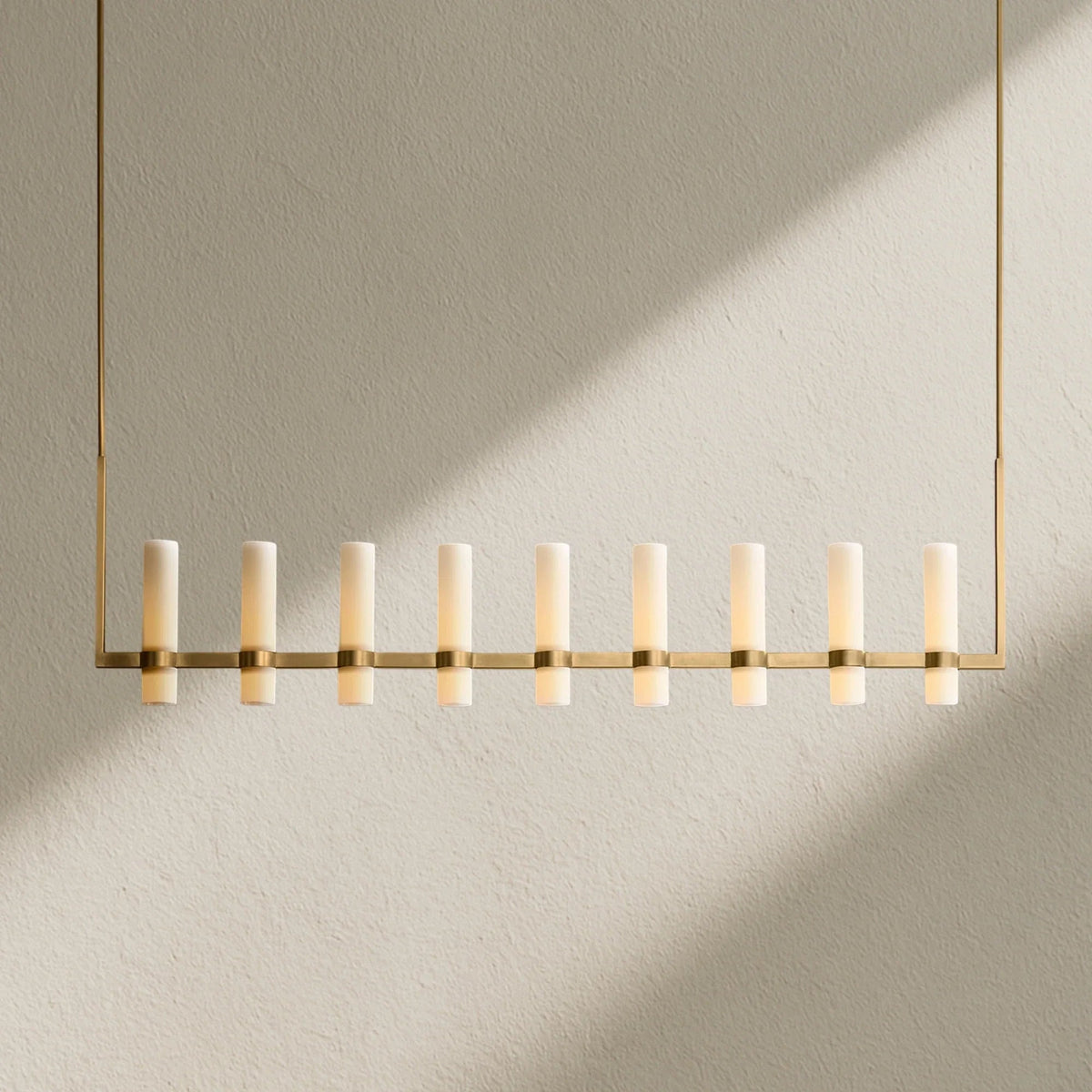 Ravfz Linear Milk Glass Chandelier - Zelno