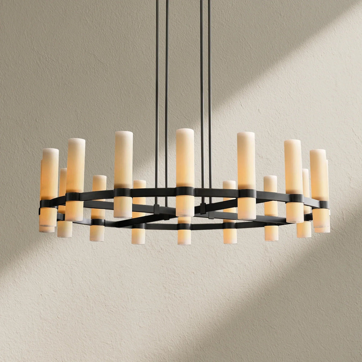 Ravfz Round Milk Glass Chandelier - Zelno