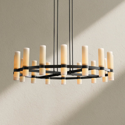 Ravfz Round Milk Glass Chandelier - Zelno