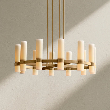 Ravfz Round Milk Glass Chandelier - Zelno