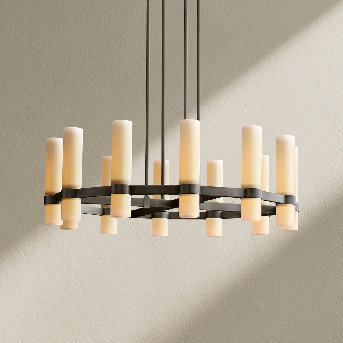 Ravfz Round Milk Glass Chandelier - Zelno
