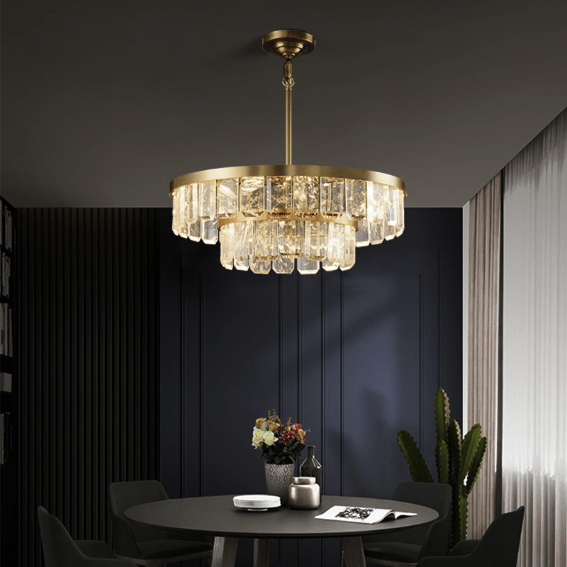 Rebecca Postmodern Double Tier Crystal Chandelier - Zelno Lighting