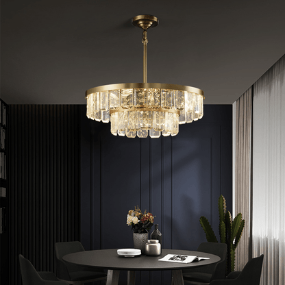 Rebecca Postmodern Double Tier Crystal Chandelier - Zelno Lighting
