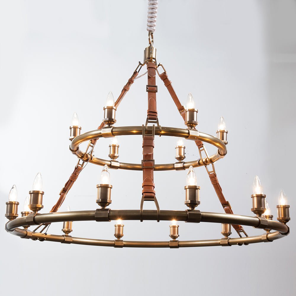 Redford Leather Round Chandelier - Zelno Lighting