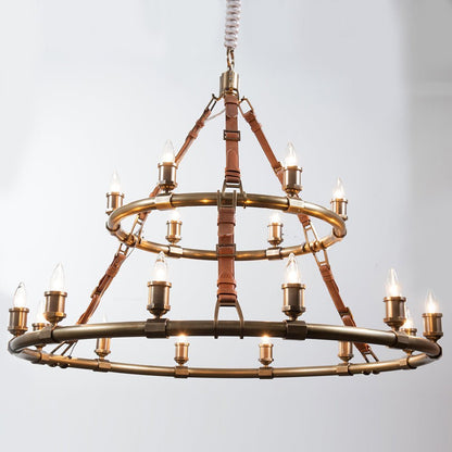 Redford Leather Round Chandelier - Zelno Lighting