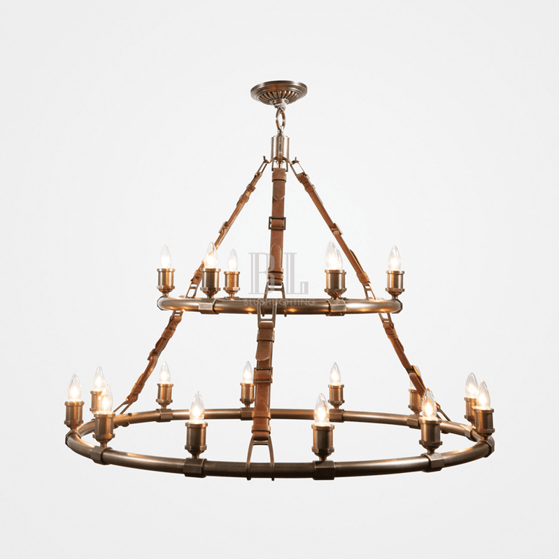 Redford Leather Round Chandelier - Zelno Lighting