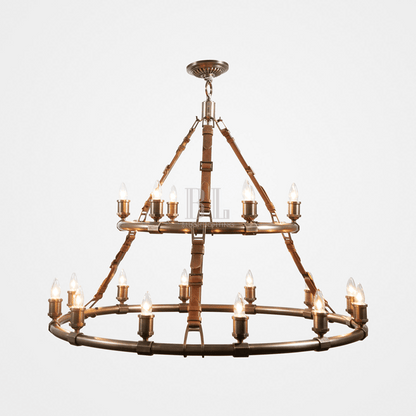 Redford Leather Round Chandelier - Zelno Lighting