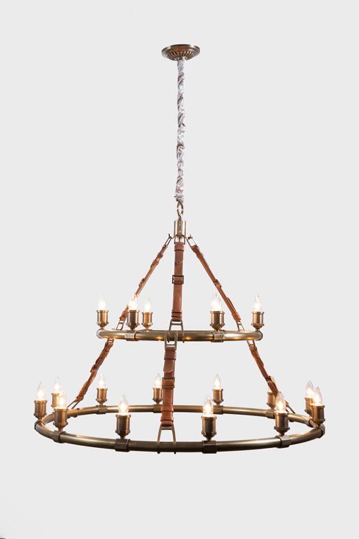 Redford Leather Round Chandelier - Zelno Lighting