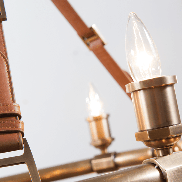Redford Leather Round Chandelier - Zelno Lighting