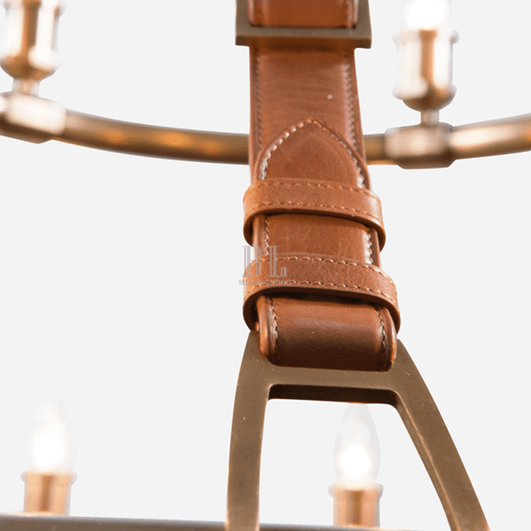 Redford Leather Round Chandelier - Zelno Lighting