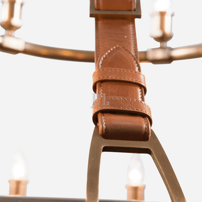 Redford Leather Round Chandelier - Zelno Lighting