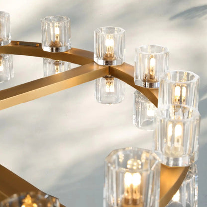 Reger Crystal 2-Tier Round Chandelier 60" for Living Room - Zelno
