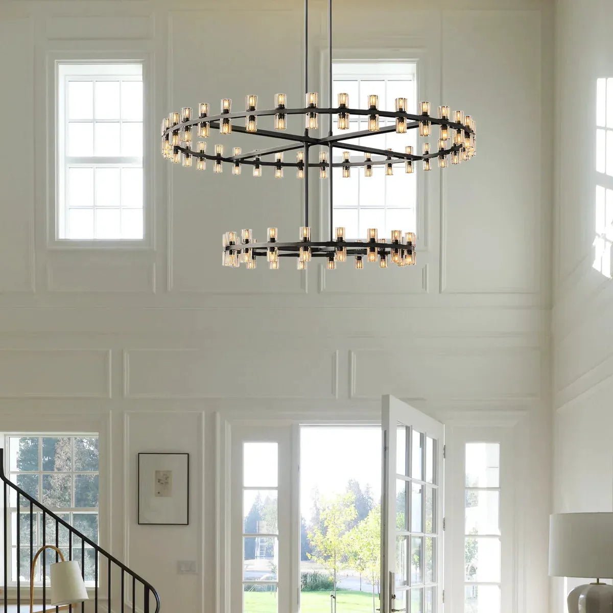 Reger Crystal 2-Tier Round Chandelier 60" for Living Room - Zelno